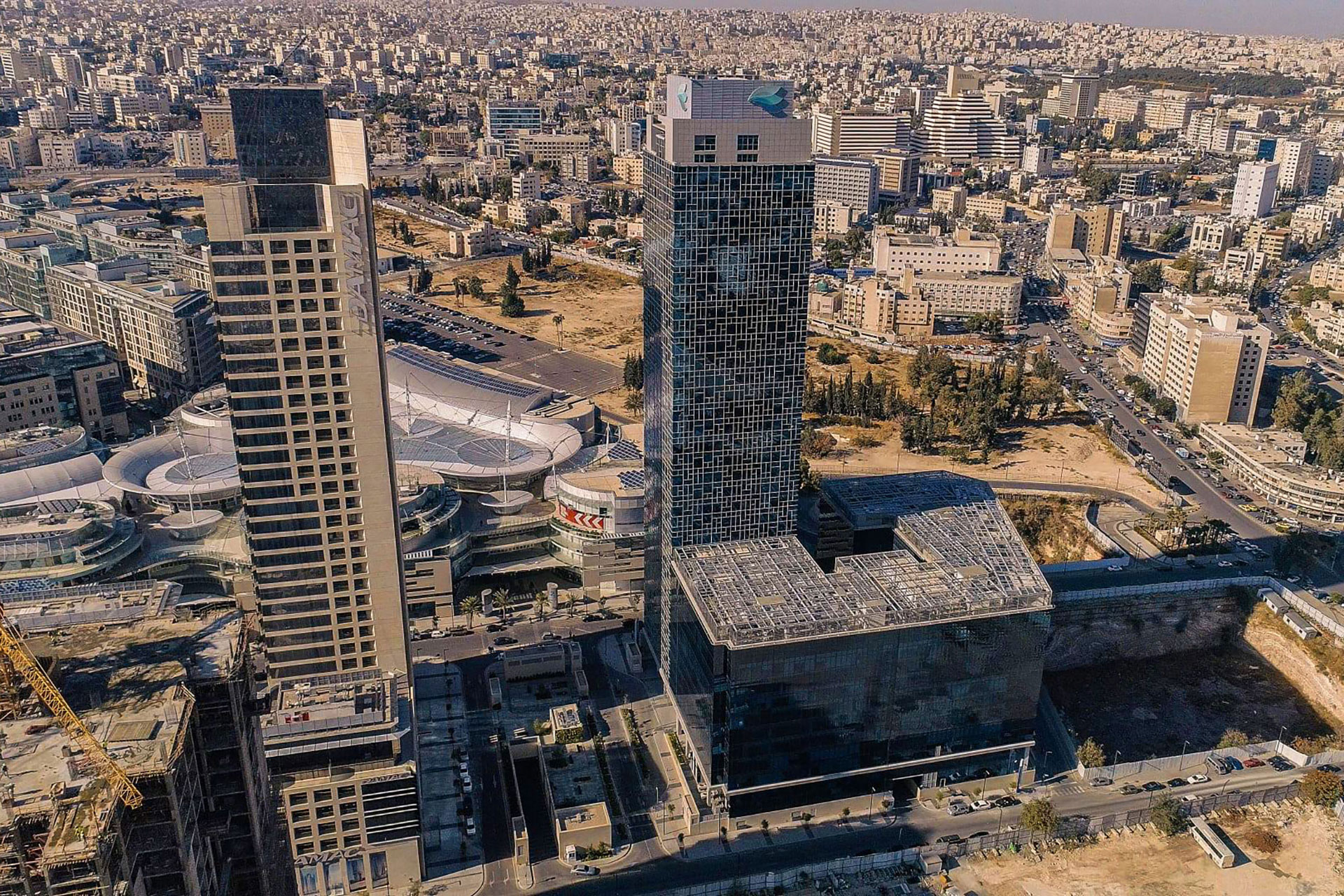 Abdali Boulevard towers and modern business district in Amman, Jordan.